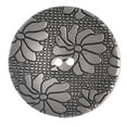 thumbnail image 1 of ABS 4pcs ABS Metal Plated Button - 2 Hole - Textured Floral Pattern - 50L(32mm) - Matte Antique Nickel, 1 of 2