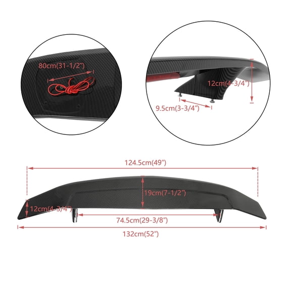 ABS 52" Rear Trunk Spoiler Wing with Brake Light For Mazda Miata MX-5 2016-2024