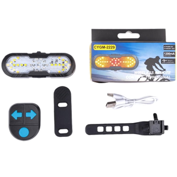 ABS Bicycle Turn Signal Tail Light with Remote Control USB Rechargeable and Waterproof for Night Riding Safety
