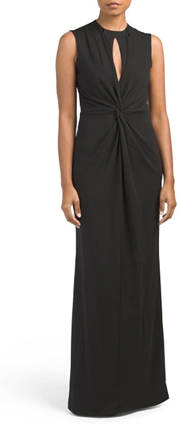 ABS COLLECTION V-Neck Long Gown Keyhole Detail with Tassel Tie, Black - 8 -  Walmart.com