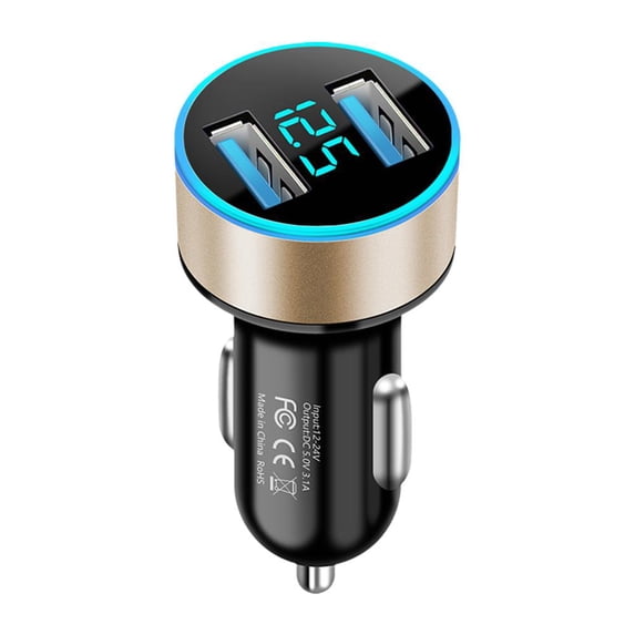 ABS Car Charger with Dual USB Ports for Fast Charging Multiple Devices During Family Travel