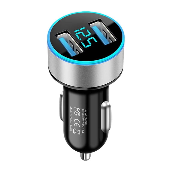 ABS Car Charger with Dual USB Ports for Fast Charging Multiple Devices During Family Travel