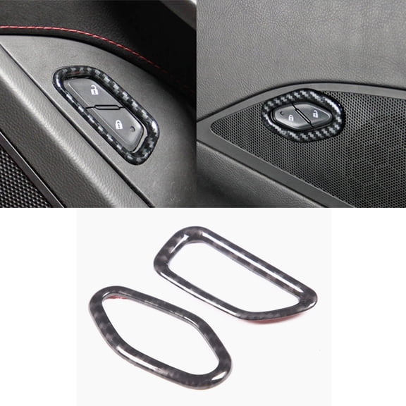 ABS Carbon Fiber Pattern  Car Interior Door Lock Switch Button Decorative Cover Trim For Chevrolet Corvette C7 2014-2019