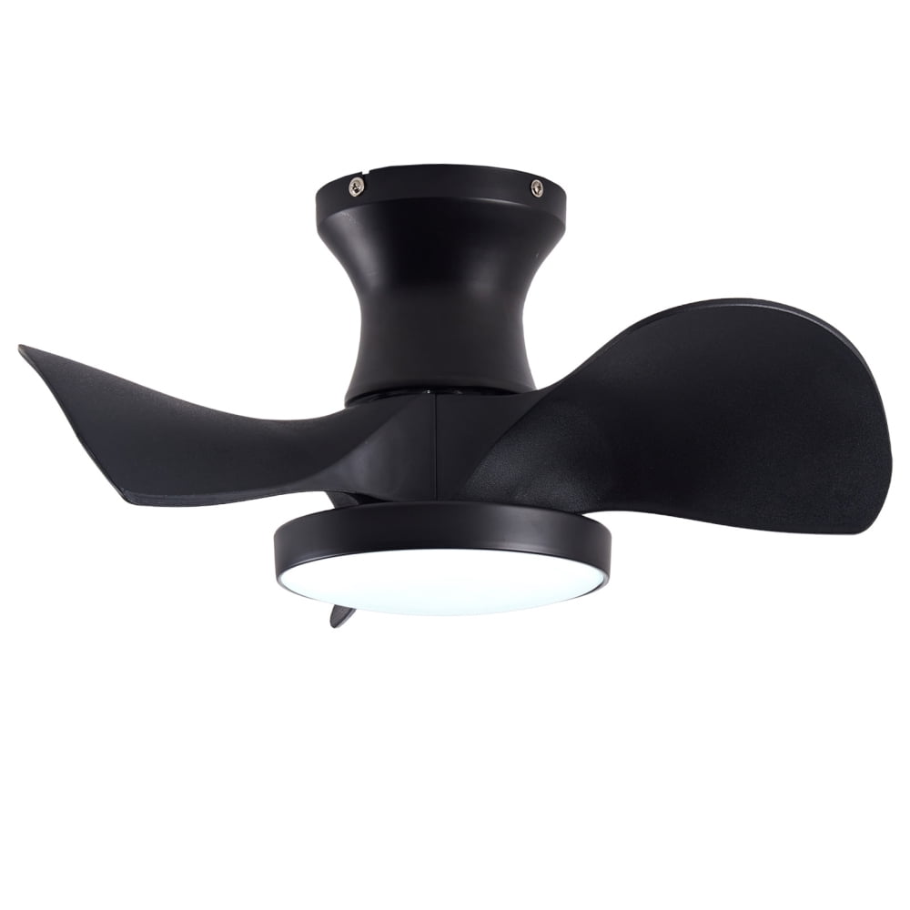 ABS Ceiling Fan with 3 Color Temperatures Light and Remote Control DC Motor Powerful and low noise Small Space ceiling fan for Kitchen Bedroom Dining room Toilet Patio.( Matte Black)
