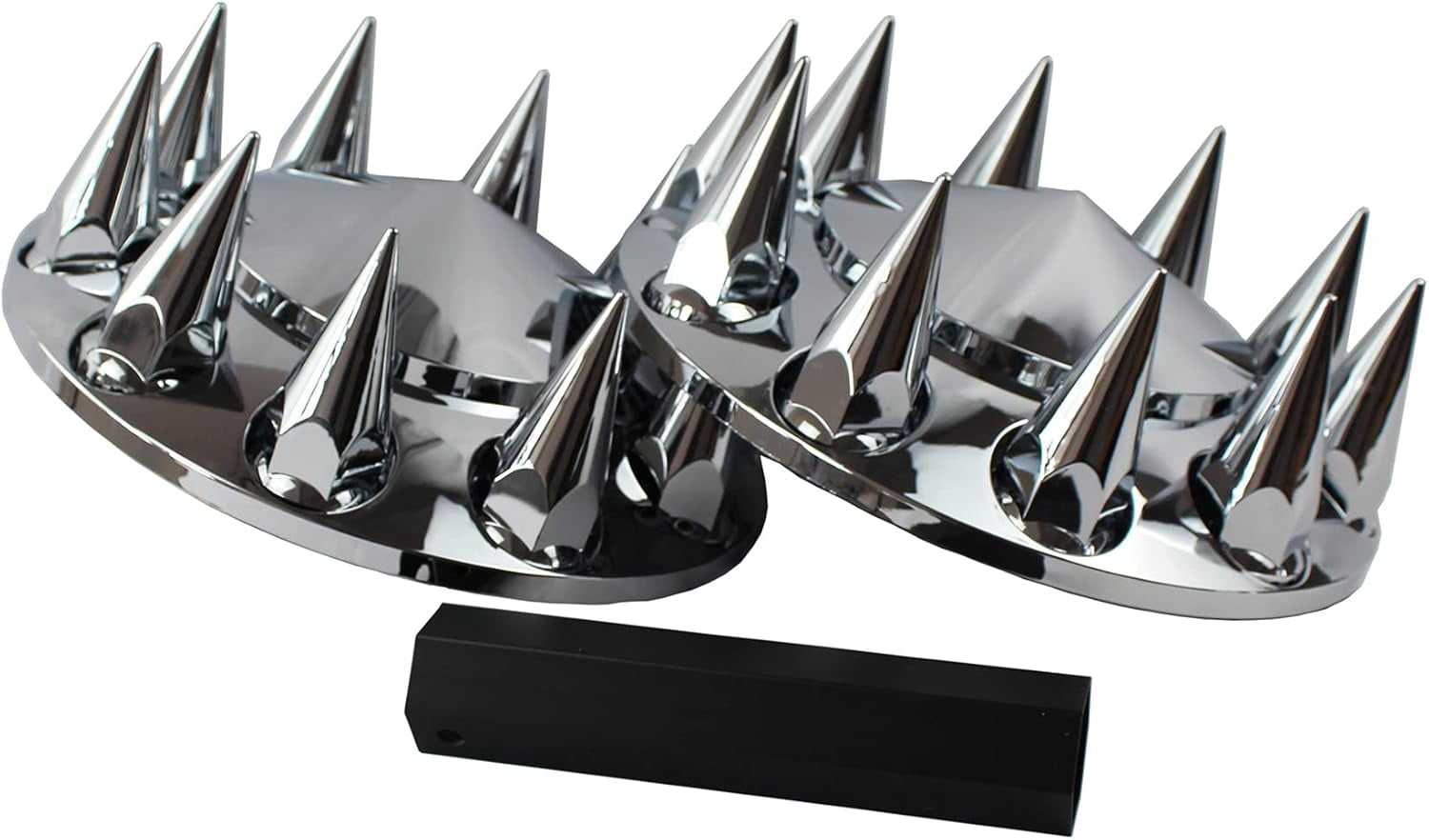 Screw Cover Caps 33mm Axle Cover Chrome Pointed Combo Kit Spike Screw-on With 2 Front And 4 Rear Axle Wheel Covers Removable Hub Caps For Semi Truck Lug Nut Covers