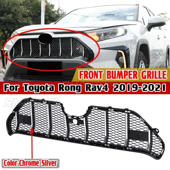 ABS Chrome Silver RAV4 Car Front Bumper Mesh Grill For Toyota For Rong Rav4 2019 2020 2021 Grille For Toyota RAV4 Exterior Part