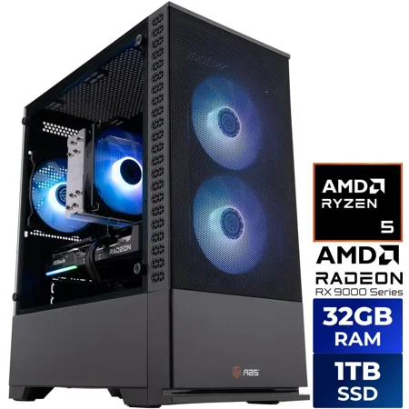 ABS Cyclone Aqua Gaming PC - Windows 11 - AMD Ryzen 5 9600X - Radeon RX 9060 XT 16GB - 32GB DDR5 6000 - 1TB M.2 SSD