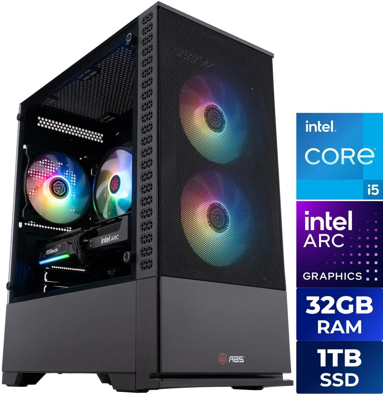ABS Cyclone Aqua Gaming PC - Windows 11 - Intel Core i5-14400F - Arc B580 12GB - 32GB DDR4 3200 - 1TB M.2 SSD