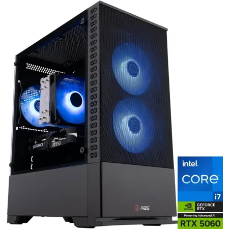 ABS Cyclone Aqua Gaming PC - Windows 11 - Intel Core i7-14700F - GeForce RTX 5060 - DLSS 4 - AI-Powered Performance - 32GB DDR5 6400MHz - 1TB M.2 NVMe SSD