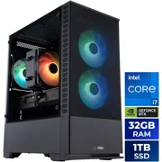 ABS Cyclone Aqua Prebuilt Gaming PC - Windows 11 - Intel Core i7-14700F - GeForce RTX 5060 8GB - DLSS 4 - 32GB DDR4 - 1TB NVMe SSD