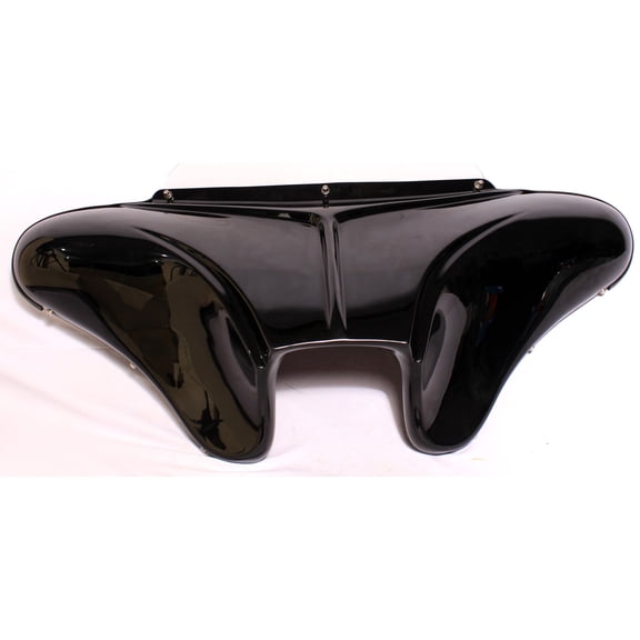 ABS DOUBLE DIN BLACK BATWING WINDSHIELD FAIRING 4 Kawasaki Vulcan 800A (exposed fork with small headlight)
