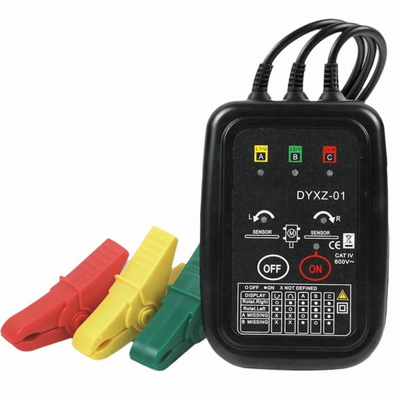 ABS DYXZ-01 Phase Sequence Detector for 3-Phase Systems, Non-Contact Voltage Tester with LED Display