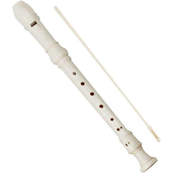 ABS Descant Soprano Recorder Instrument for Kids Adults Beginners，Joint Grease, Fingering Chart And Cleaning Kit，German Style (Ivory White)