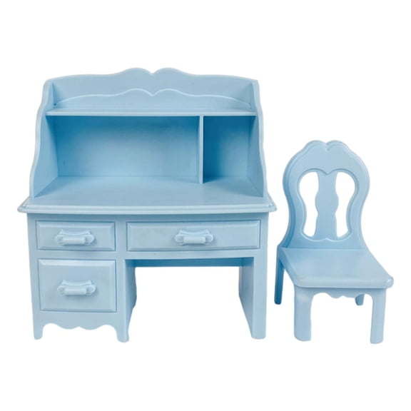 ABS Doll Furniture Study Desk & Stool Furniture Set for OB11 Dolls Accessory