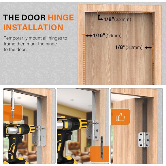 ABS Door Hinge Mortising Template Kit for 2-1/2 to 6 Inch Hinges and 1-3/8 to 2-1/2 Inch Doors with Router Bit and Locking Pins
