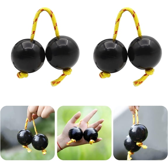 ABS Double‑Ball Rhythm Shakers – Handheld Percussion Instrument for Music Lovers, Party Entertainment, and Practice (Black, 2 Pairs)-dh