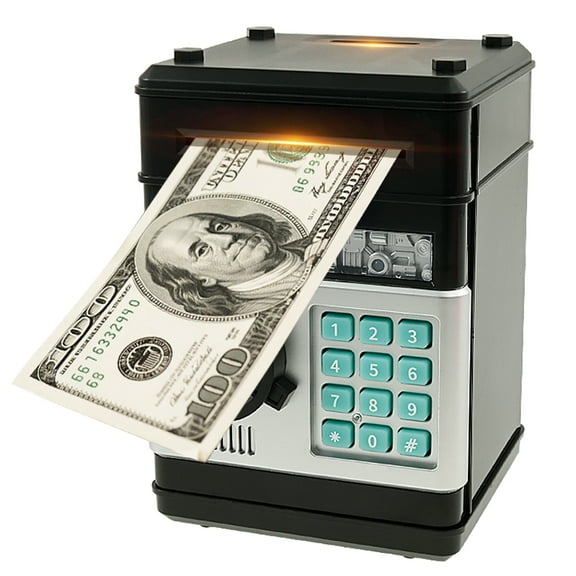 ABS Electronic Piggy Bank Password Protection ATM Piggy Bank Auto Cash Roll Function Money Saving Box Easy Access for Children