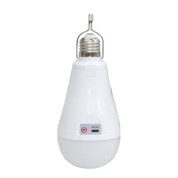 ABS Emergency Household Power Outage Charging LED Light Bulb with Dual Batteries, USB-C Fast Charging, Multiple Modes for Home and Outdoor Use