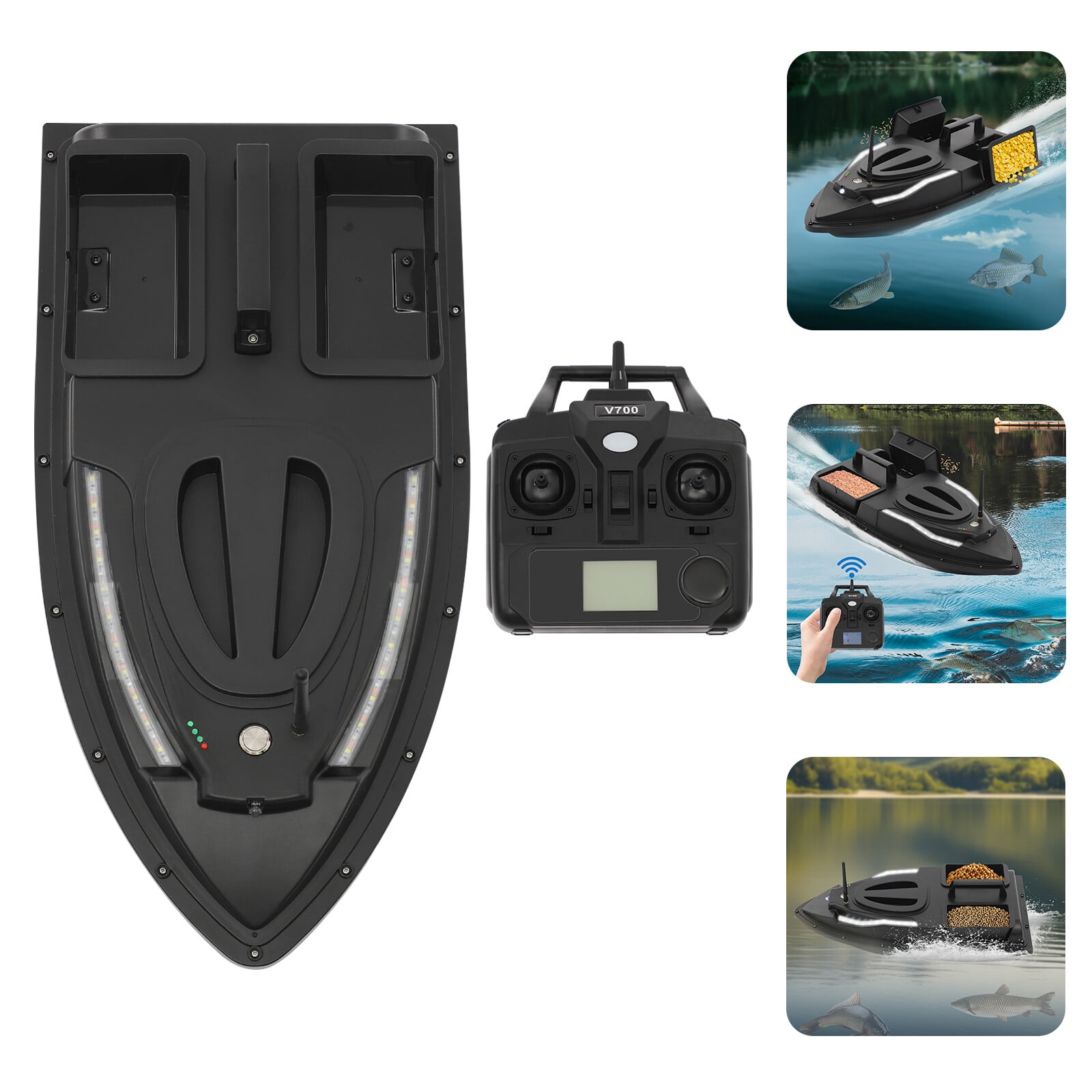 ABS Exquisite Fishing Bait Boat Remote Control Battery Powered Bait Boat with LCD Display
