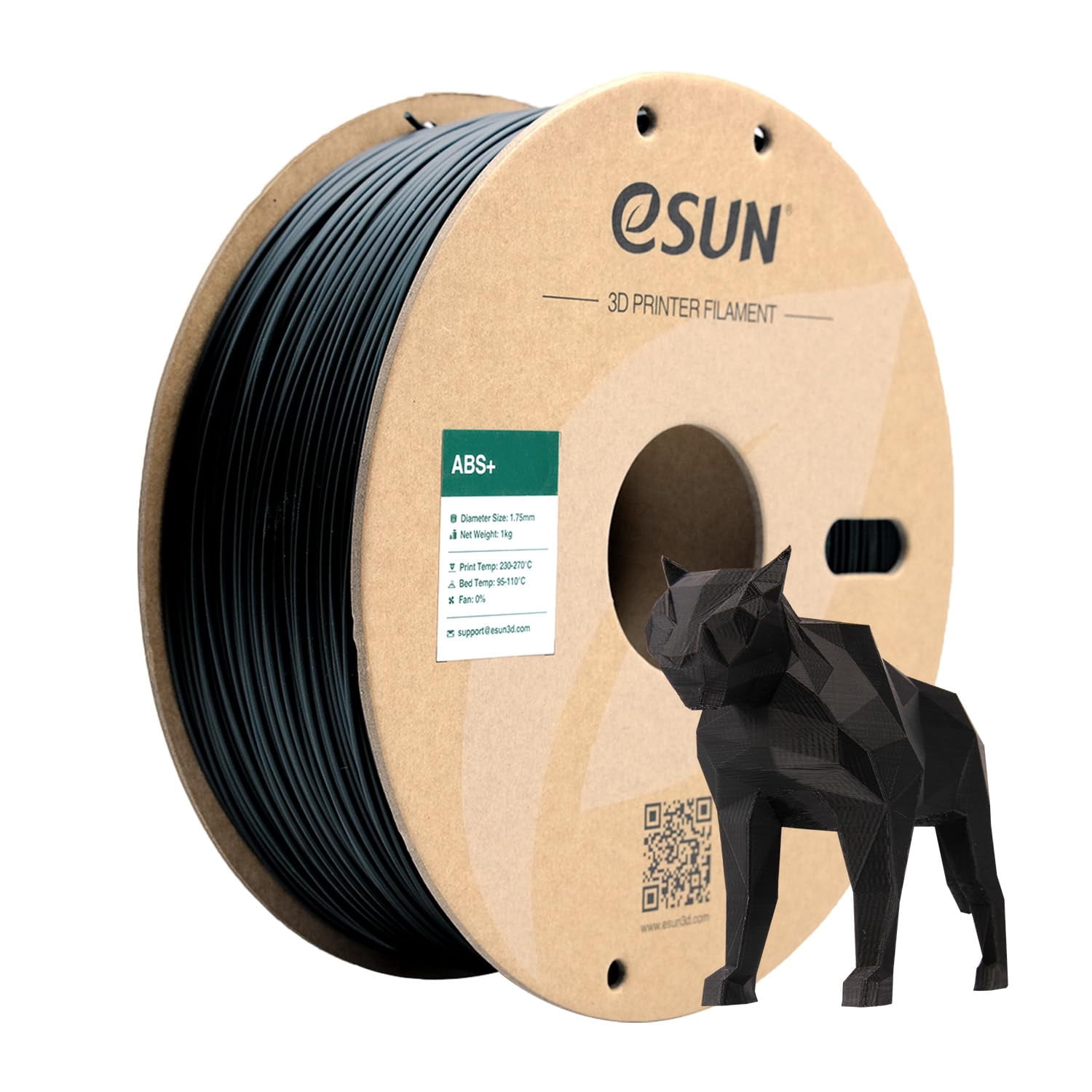 ABS+ Filament 1.75mm, 3D Printer Filament ABS Plus, Dimensional Accuracy +/- 0.05mm, 1KG Spool (2.2 LBS) 3D Printing Filament for 3D Printers, Black