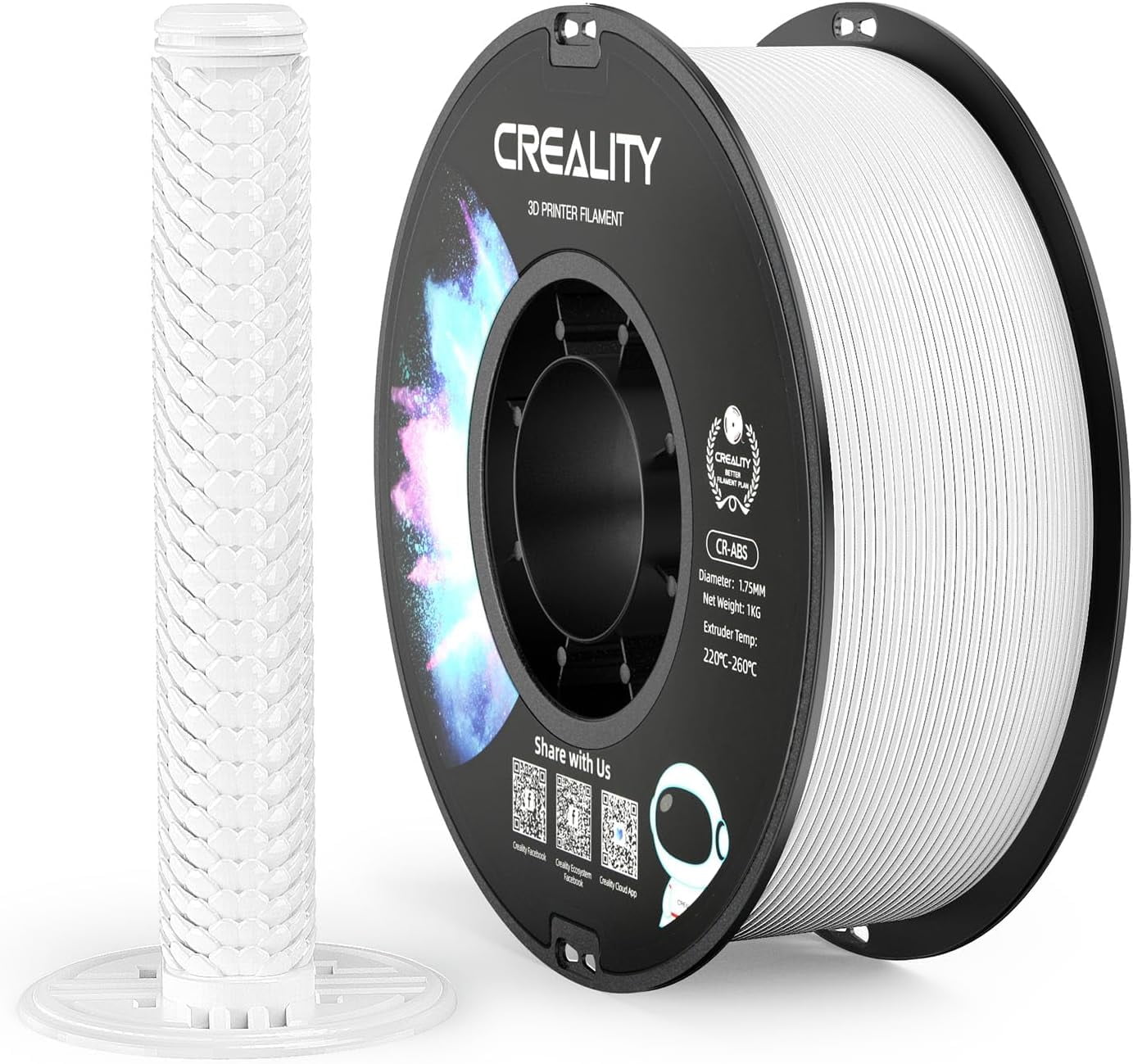 ABS Filament 1.75mm-Christmas Gifts, 3D Printer Filament, No-Tangling, Strong Bonding and Overhang Performance Dimensional Accuracy +/-0.02mm, 2.2lbs/Spool