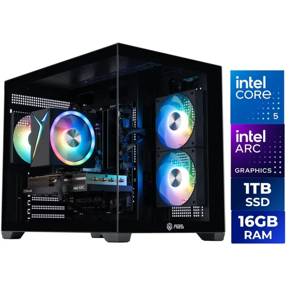 ABS Flux II Aqua Gaming PC - Windows 11 - Intel Core 5 120 - Arc A580 8GB - 16GB DDR4 3200 - 1TB M.2 SSD