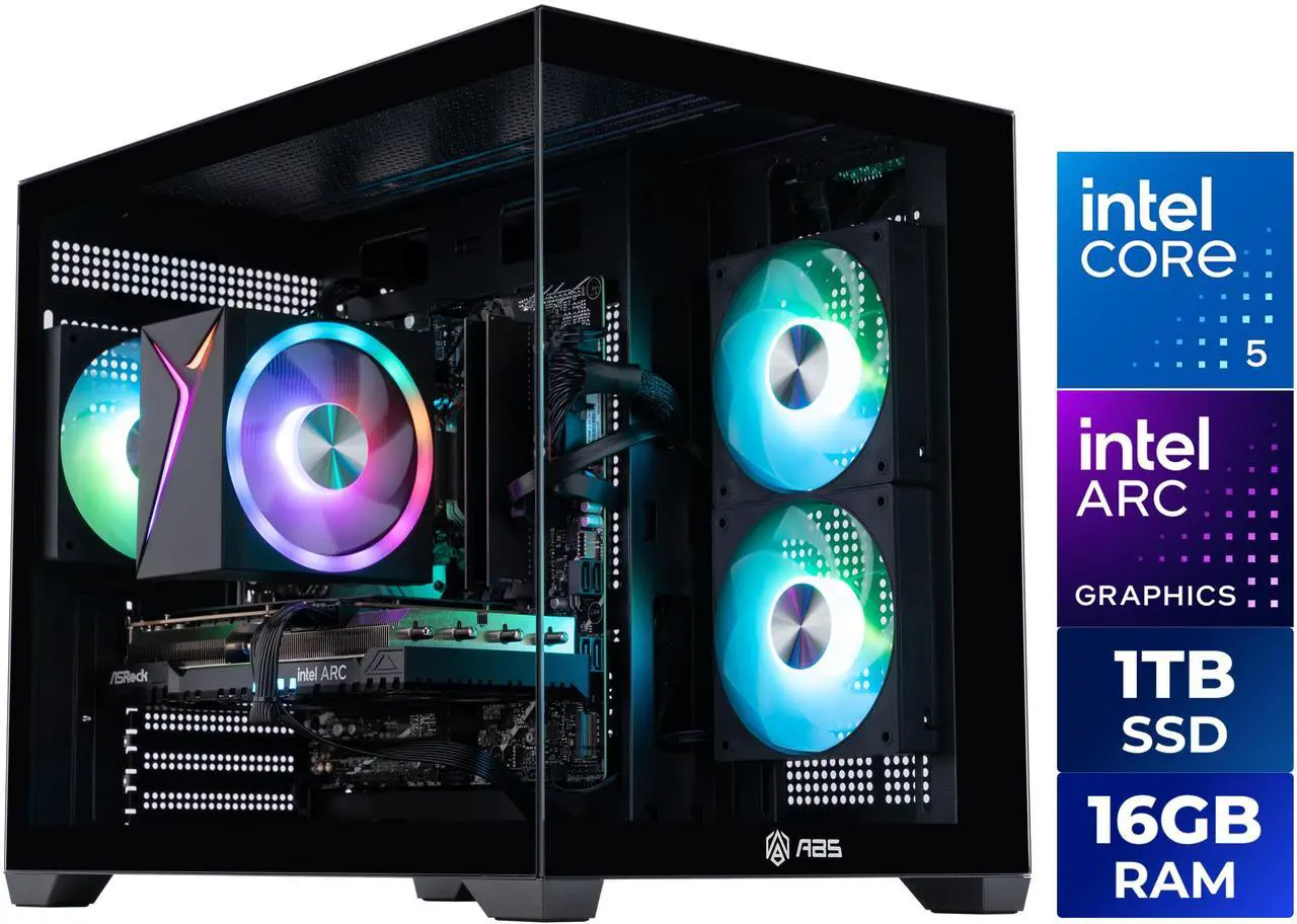 ABS Flux II Aqua Gaming PC - Windows 11 - Intel Core 5 120 - Arc A750 8GB - 16GB DDR4 3200 - 1TB M.2 SSD