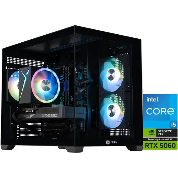 ABS Flux II Aqua Gaming PC - Windows 11 - Intel Core i5-14400F - GeForce RTX 5060 - DLSS 4 - AI-Powered Performance - 32GB DDR4 3200MHz - 1TB M.2 SSD