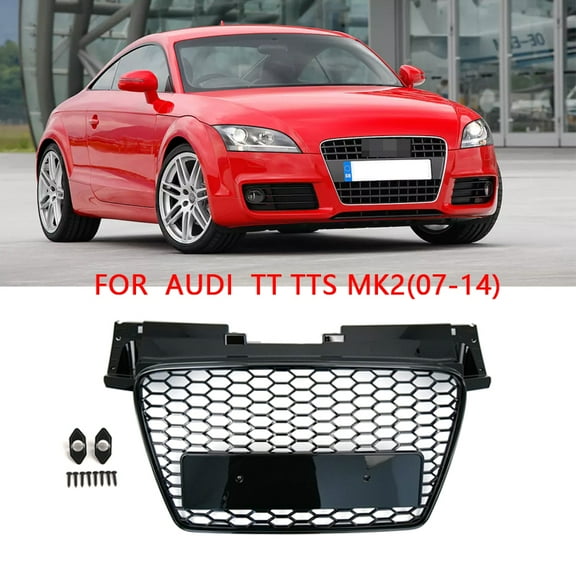 ABS Front Grille for Audi TT/TT S MK2 (2007-2014) – European Style Single Frame Mesh Grille – Gloss Black No Logo – Direct Fit Replacement – G45 Gz.A Ad-Lk