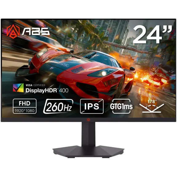 ABS GF241NE 23.8" FHD Gaming Monitor 1920x1080 260Hz 1ms HDR400 Fast IPS 90% DCI-P3 FreeSync Compatible Anti-Glare Low Blue Light HDMI DisplayPort VESA Mount