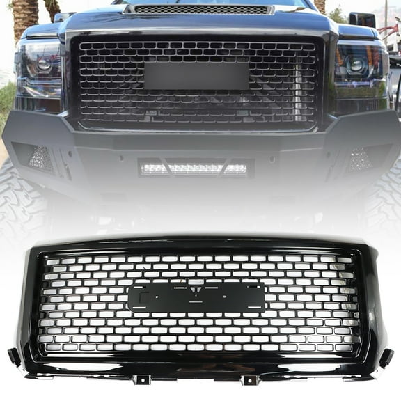 ABS Glossy Black Honeycomb Front Hood Center Grill For 2014-2015 GMC Sierra 1500