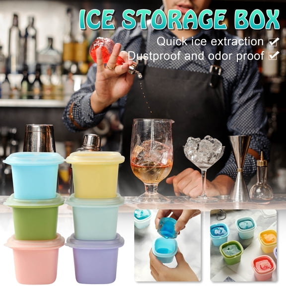 ABS Ice Cubes Tray, Easy Release Silicone-Free Ice Block Maker for Whiskey Coffee - 6 Pcs Stackable Frozen Popsicle Mold