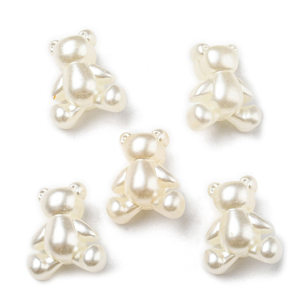 ABS Imitation Pearl Beads Bear 13.5x11.5x7.5mm Hole: 4x3mm ABS Plastic