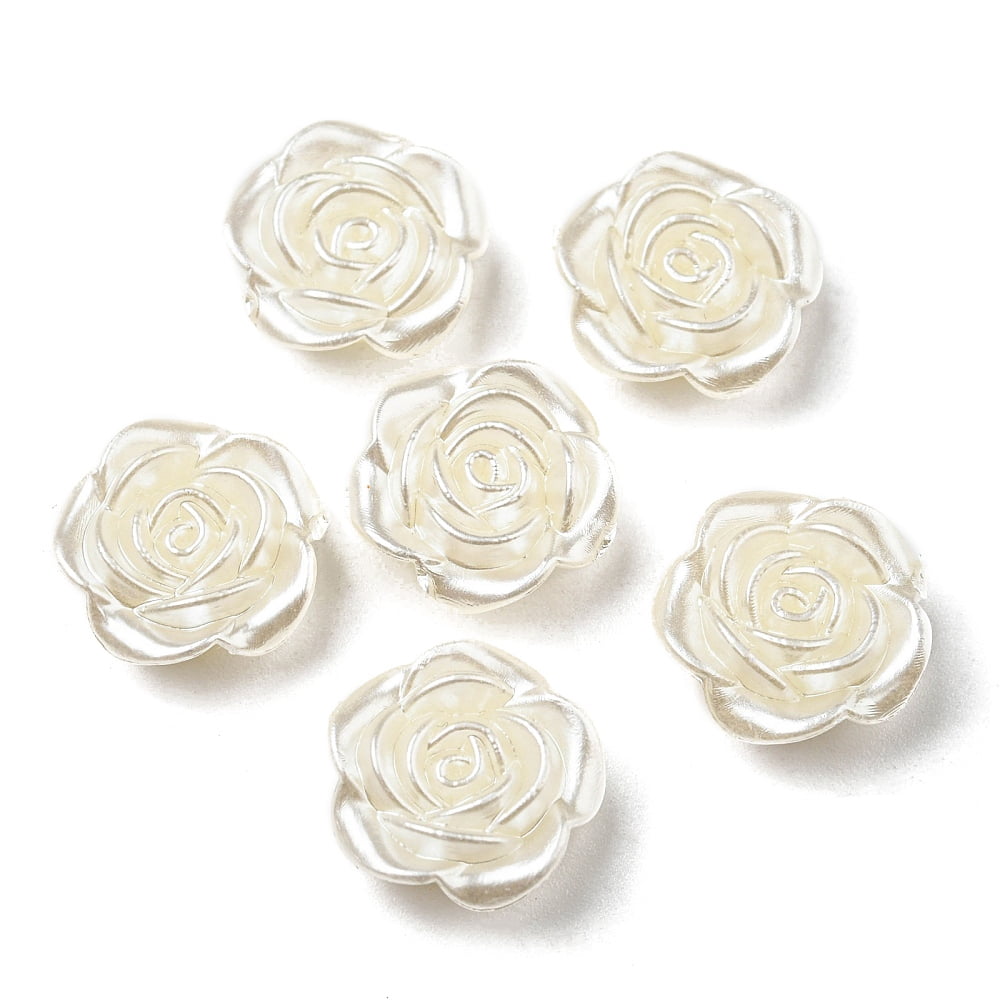 ABS Imitation Pearl Beads Flower 14x14x5.5mm Hole: 1.5mm