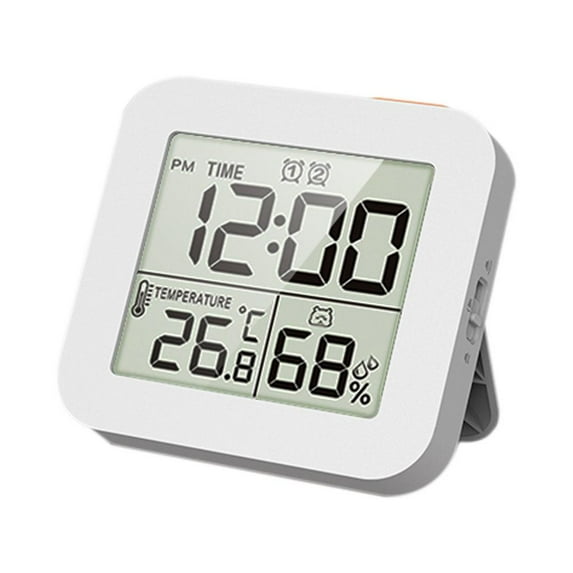 ABS LCD Digital Clock with Time, Temperature and Humidity Display, Reverse/Positive and Cycle Timing for Shower and Bathroom Use