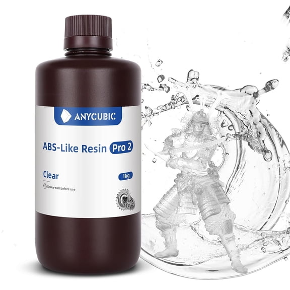 ABS-Like Resin Pro 2, Upgraded 8K 3D Printer with Enhanced Strength and Toughness, High Precision, Low Odor, Wide Compatibility for All LCD Printers (Clear, 1kg)