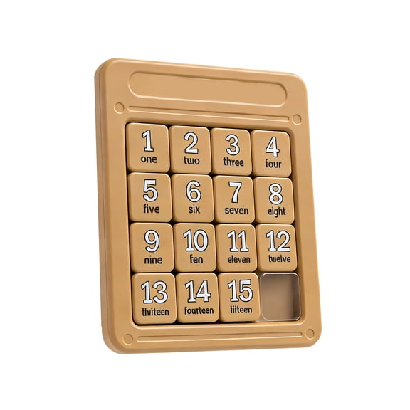 ABS Magnetic Klotski Puzzle, 15-Tile Sliding Puzzle Number Game, Tangram Jigsaw Intelligence, Brain Teaser for Spatial Reasoning On-the-Go Entertainment Birthday Gift, 15-Tile Brown