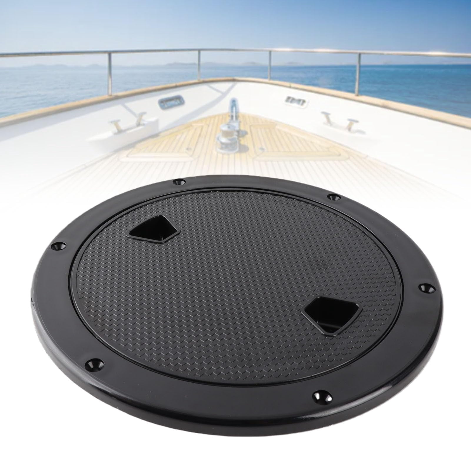 Shoe Inspection ABS Marine Deck Cover 7 Inch Black Round Boat Inspection Hatch Water ...