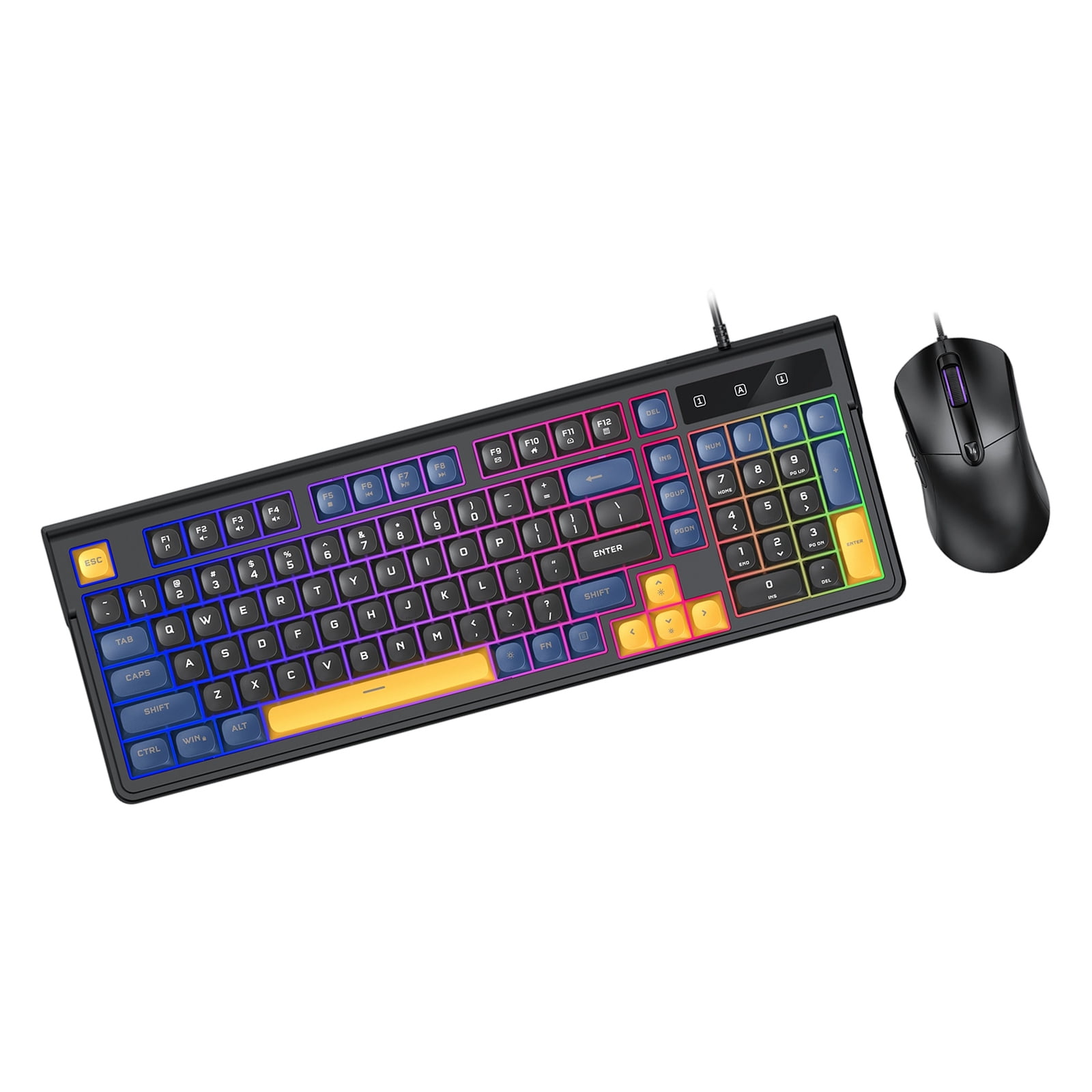 ABS Materials AntiSlip Base Keyboards Set USB Cord RGBs Backlit 98Keys ...