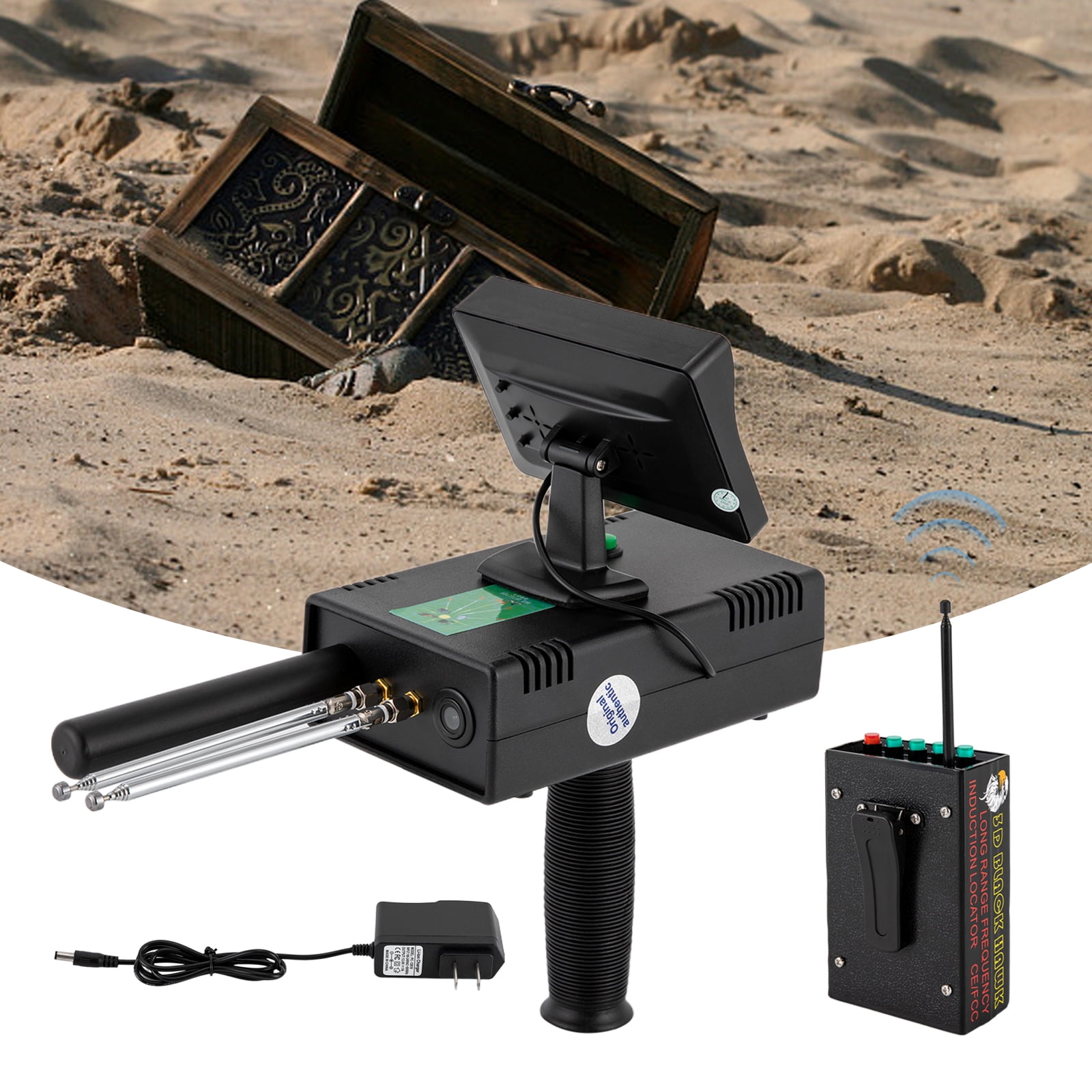ABS Metal Detector Long Range Underground Metal Finder 3937ft Range 98.4ft Depth Treasure Scanner Metal Detector Locator for Gold Silver Copper Diamond 3D LED Display