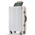 thumbnail image 1 of ABS+PC Aluminum Frame Luggage,Lightweight Suitcase with TSA Lock,Airline Certified Carry-on Luggage(20/24/28in),Gloss White, 1 of 10
