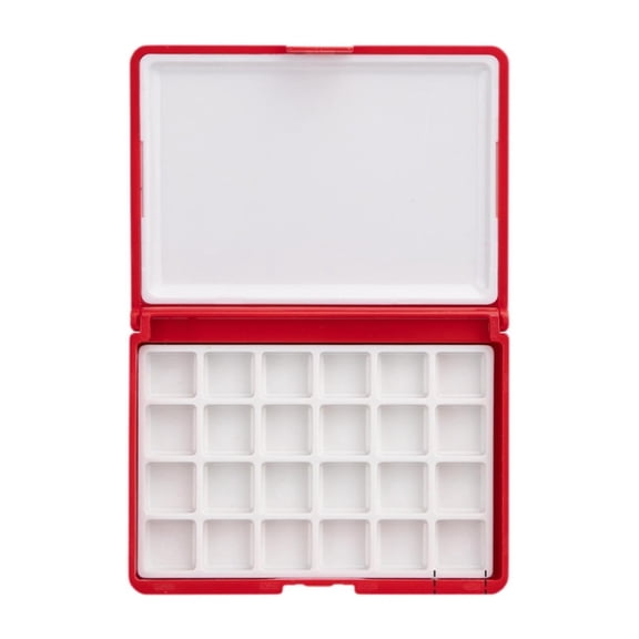 ABS Paint Palette Box with 24 Compartments, Portable Folding Case for Watercolor Storage, Cleanup and Travel Use