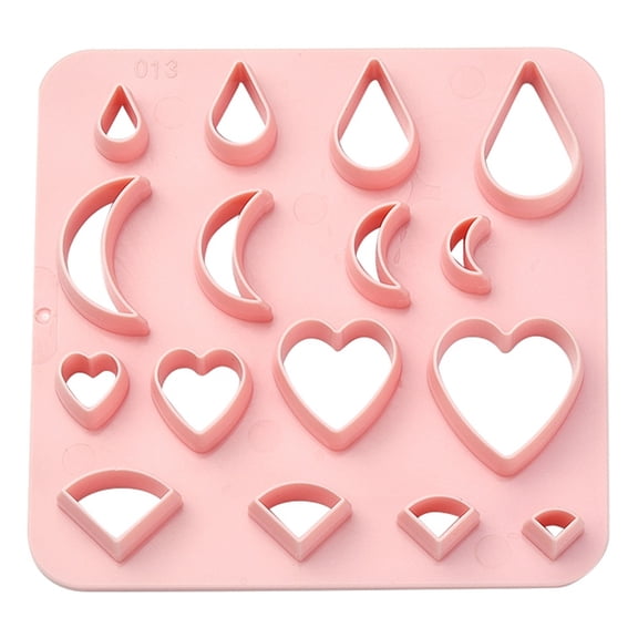 ABS Plastic Cookie Cutters Teardrop/Moon/Heart/Fan Pink 100x100mm