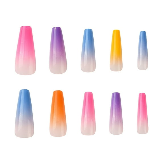 ABS Plastic Full Cover Press On False Nails Nail Art Detachable Manicure with Sticker Colorful 27~31.8x8~12x4.5~5mm
