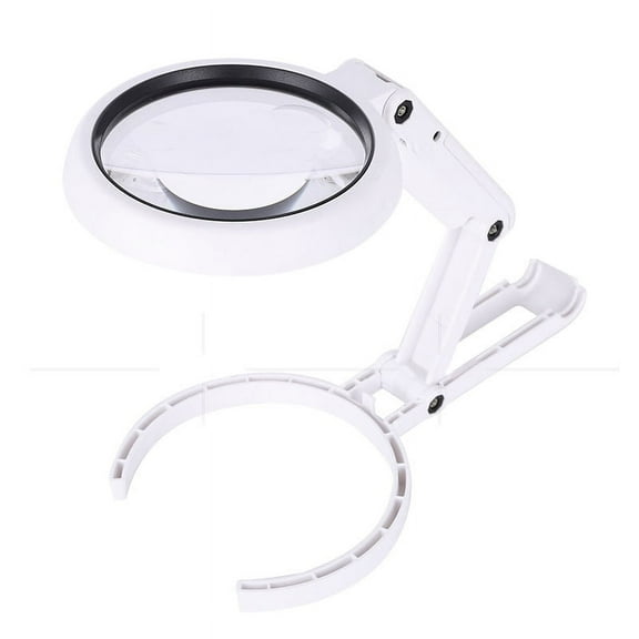 Plastic Handheld and Desktop Foldable Illuminated Magnifier with Acrylic Optical Lenses and 8pcs LED Light White 22x11x3.2cm Magnification: 3.5X