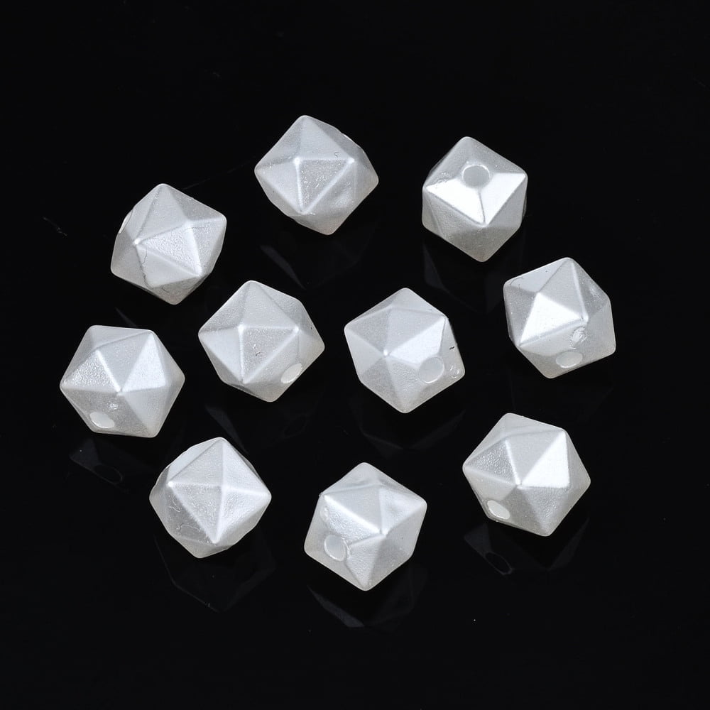 Plastic Imitation Pearl Beads Faceted Cube Creamy White 7x8x8mm Hole: 1.8mm about 1690pcs/500g
