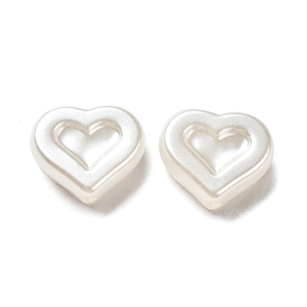 Plastic Imitation Pearl Beads Heart White 12.5x15x5mm Hole: 1.6mm about 750pcs/500g