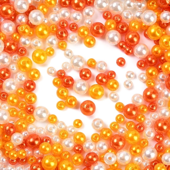 Plastic Imitation Pearl Beads Round Mixed Color Orange 6~10x5~9mm Hole: 1.8~2.5mm about 1351pcs/500g