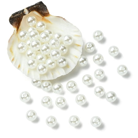 ABS Plastic Imitation Pearl Round Beads White 8mm Hole: 2mm