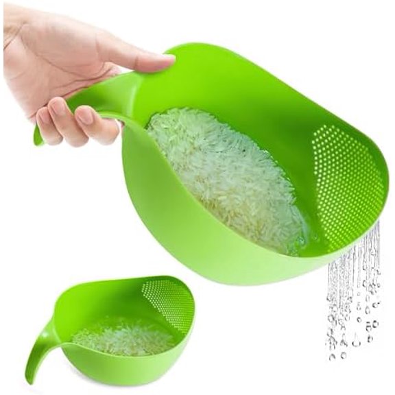 ABS Plastic Rice Strainer Bowl with Handle, Lightweight Colander for Rice, Pasta, Fruits & Vegetables